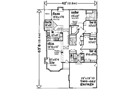 Floor Plan - Main Floor for Traditional House Plan #47-632 - 4 bed, 2 bath