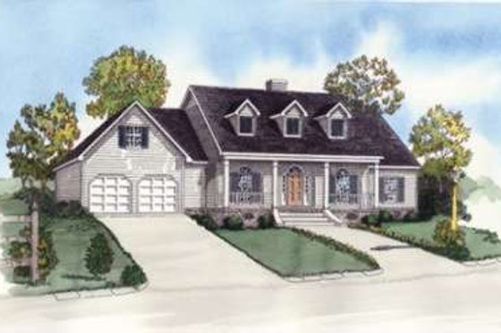 Exterior - Front Elevation for Country House Plan #16-292 - 4 bed, 2 bath