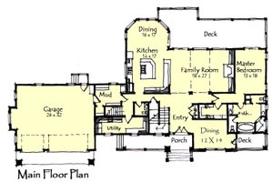Floor Plan - Main Floor for Craftsman House Plan #921-8 - 3 bed, 3.5 bath