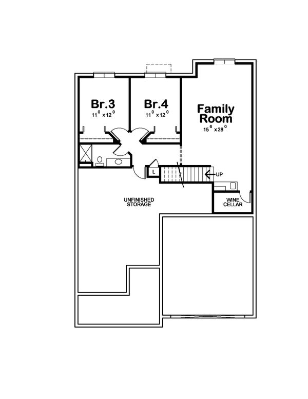 Architectural House Design - Craftsman Floor Plan - Lower Floor Plan #20-2415
