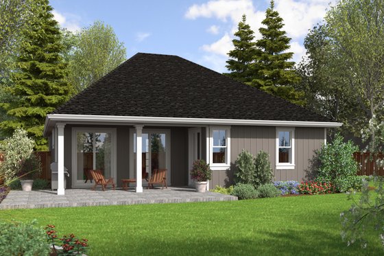 Exterior - Rear Elevation for Ranch House Plan #48-1082 - 3 bed, 2 bath
