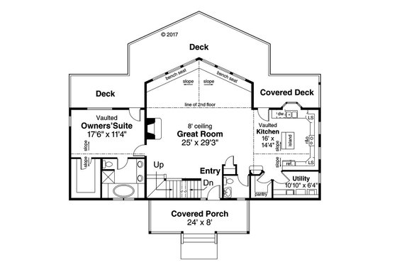 Floor Plan - Main Floor for Contemporary House Plan #124-1095 - 3 bed, 2.5 bath