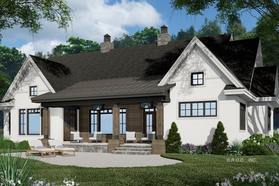 Exterior - Rear Elevation 1 for Farmhouse House Plan #51-1233 - 4 bed, 3.5 bath