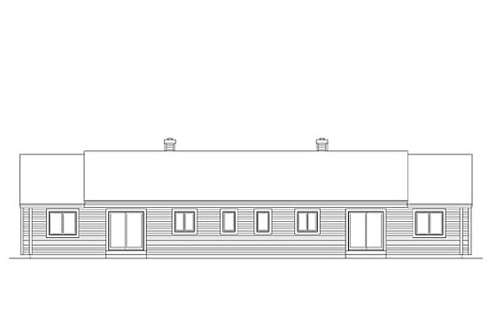 Exterior - Rear Elevation for Ranch House Plan #57-287 - 2 bed, 1 bath