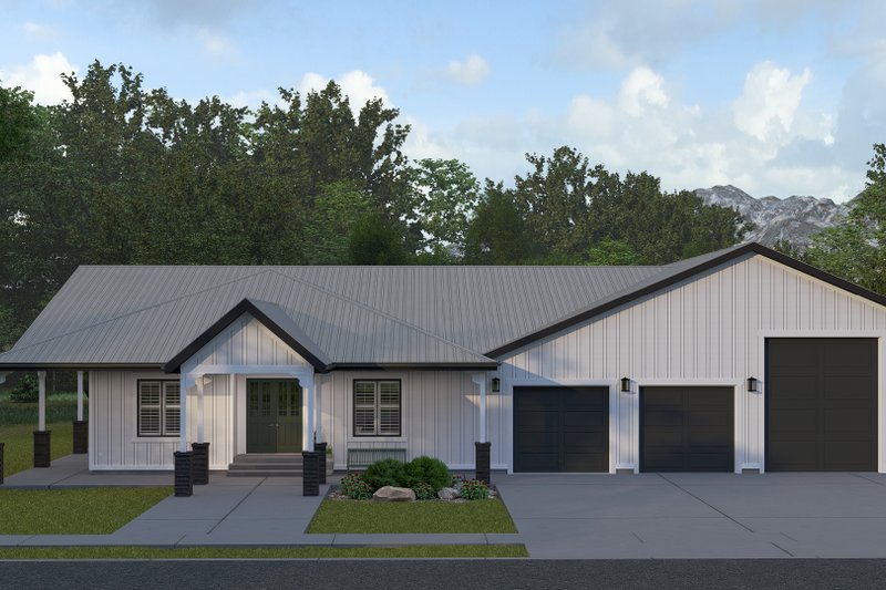 Dream House Plan - Barndominium Exterior - Front Elevation Plan #1060-292