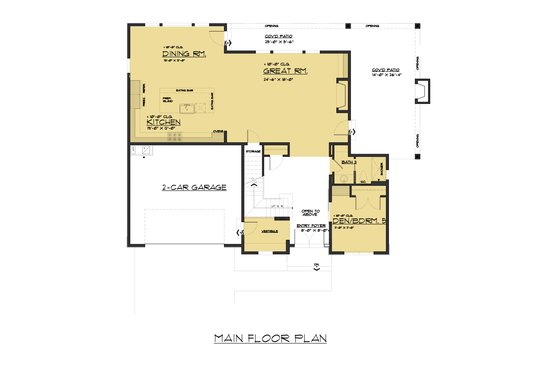 Floor Plan - Main Floor for Contemporary House Plan #1066-51 - 4 bed, 3 bath