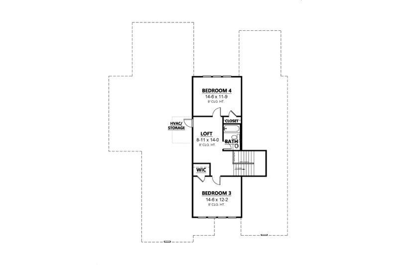 House Blueprint - Floor Plan - Upper Floor for Country House Plan #1080-8 - 4 bed, 3 bath