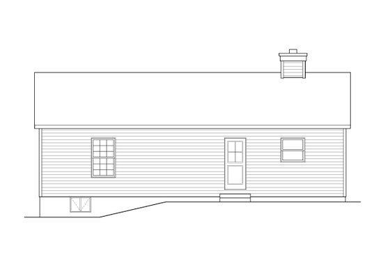 Exterior - Rear Elevation for Ranch House Plan #22-586 - 3 bed, 1 bath