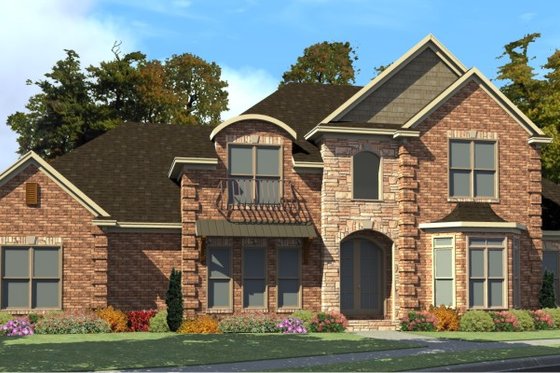 Exterior - Front Elevation for European House Plan #63-212 - 4 bed, 3.5 bath