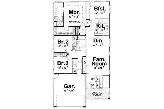 Floor Plan - Main Floor for Traditional House Plan #20-1744 - 5 bed, 3 bath