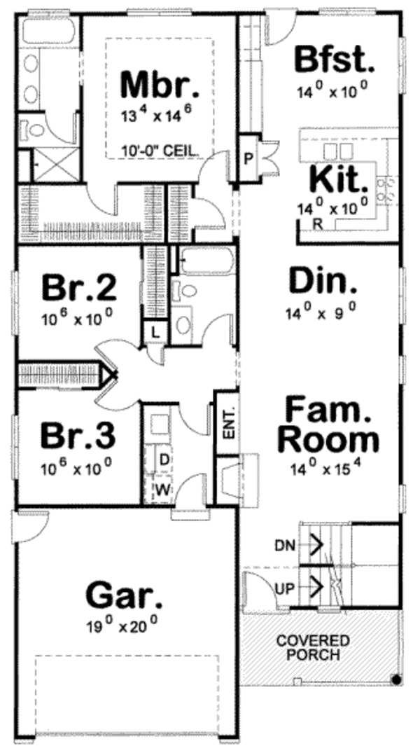 Home Plan - Traditional Floor Plan - Main Floor Plan #20-1744