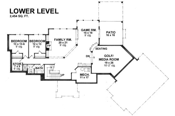 Floor Plan - Lower Floor for Craftsman House Plan #51-581 - 3 bed, 3 bath