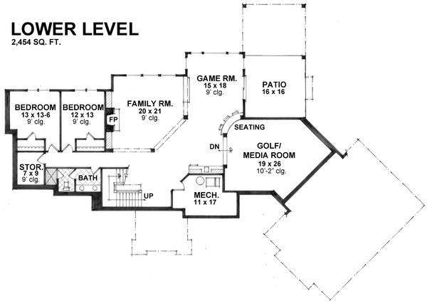 Craftsman Floor Plan - Lower Floor Plan #51-581