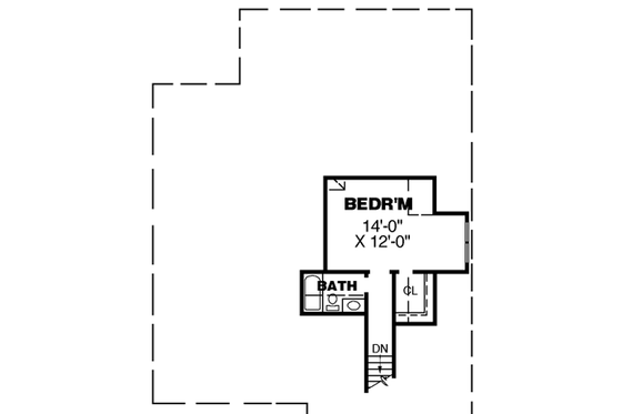 Floor Plan - Upper Floor for European House Plan #34-187 - 4 bed, 3 bath