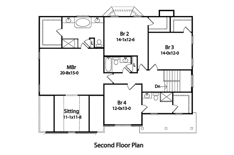 Dream House Plan - Floor Plan - Upper Floor for Traditional House Plan #22-539 - 4 bed, 3.5 bath