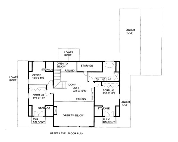 Craftsman Floor Plan - Upper Floor Plan #117-971