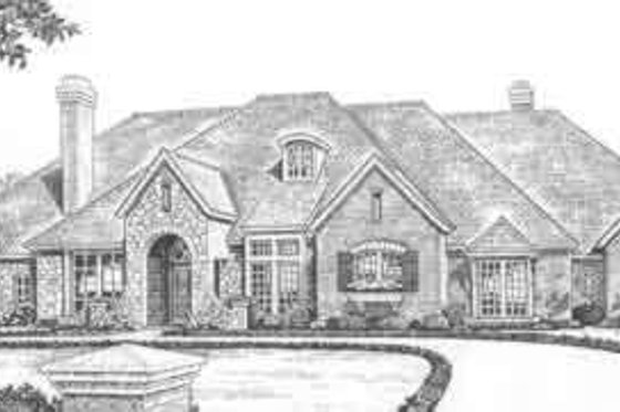 Exterior - Front Elevation for European House Plan #310-520 - 4 bed, 4.5 bath