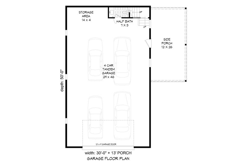 House Blueprint - Floor Plan - Main Floor for Craftsman House Plan #932-1356 - 1 bed, 1.5 bath