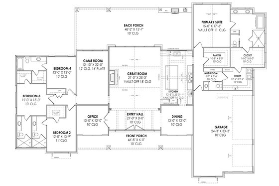 Floor Plan - Main Floor for Farmhouse House Plan #1096-31 - 4 bed, 4.5 bath