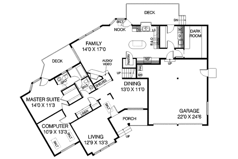 Home Plan - Floor Plan - Main Floor for Traditional House Plan #60-328 - 2 bed, 2 bath