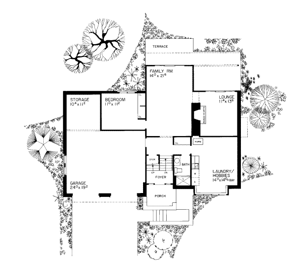 Architectural House Design - Mediterranean Floor Plan - Lower Floor Plan #72-363