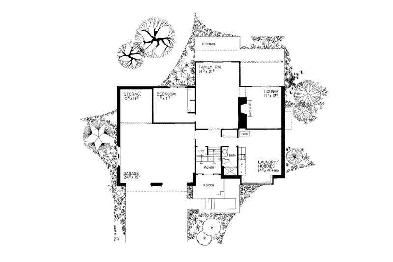 Home Plan - Floor Plan - Lower Floor for Mediterranean House Plan #72-363 - 3 bed, 2.5 bath