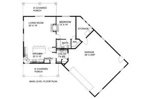 Floor Plan - Main Floor for Bungalow House Plan #117-681 - 1 bed, 1 bath