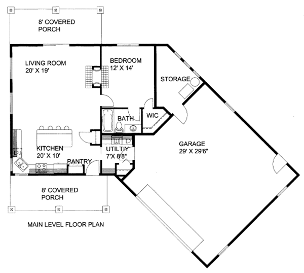 House Blueprint - Bungalow Floor Plan - Main Floor Plan #117-681