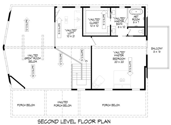 House Blueprint - Southern Floor Plan - Upper Floor Plan #932-813
