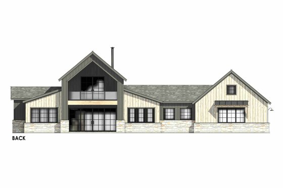 Exterior - Rear Elevation 1 for Cabin House Plan #1096-74 - 4 bed, 2 bath