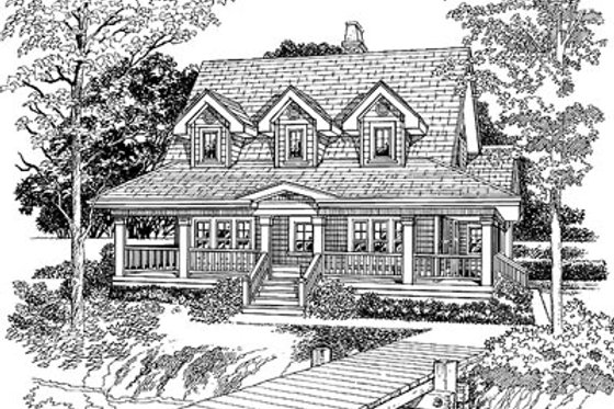 Exterior - Front Elevation for Country House Plan #47-385 - 3 bed, 2 bath