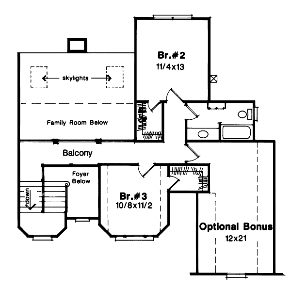 Traditional Floor Plan - Upper Floor Plan #41-139