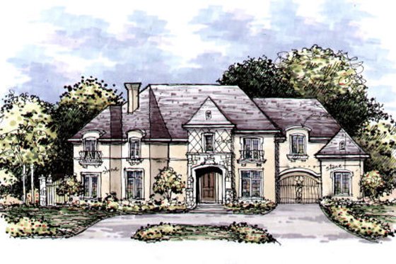 Exterior - Front Elevation for European House Plan #141-315 - 5 bed, 5.5 bath