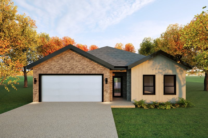 House Blueprint - Exterior - Front Elevation 2 for Ranch House Plan #1129-22 - 3 bed, 2 bath