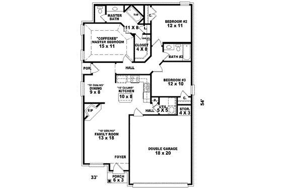 Floor Plan - Main Floor for European House Plan #81-689 - 3 bed, 2 bath