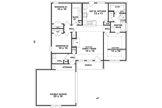 Floor Plan - Main Floor for European House Plan #81-151 - 3 bed, 2 bath