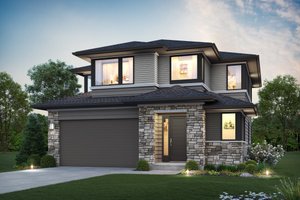 Architectural House Design - Prairie Exterior - Front Elevation Plan #48-1060