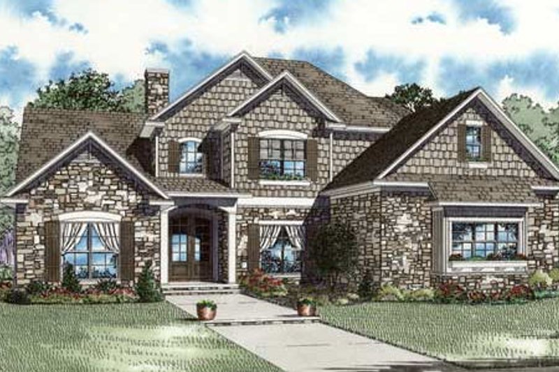 House Blueprint - European Exterior - Front Elevation Plan #17-2302
