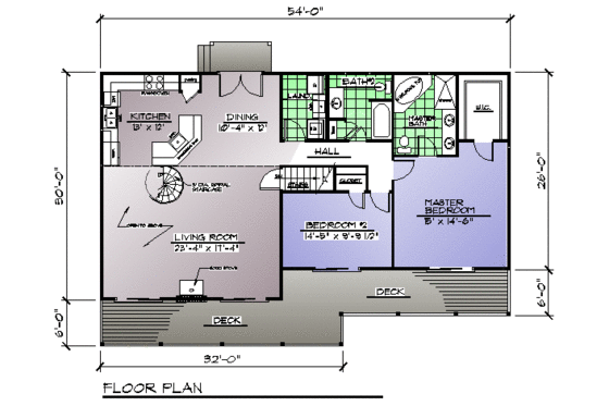 Floor Plan - Main Floor for Country House Plan #123-105 - 3 bed, 3 bath