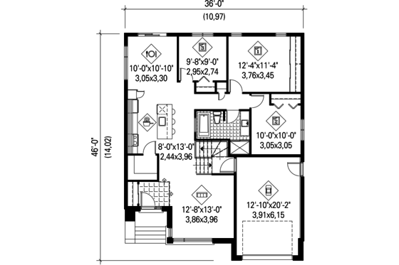 Floor Plan - Main Floor for Contemporary House Plan #25-4546 - 3 bed, 1 bath