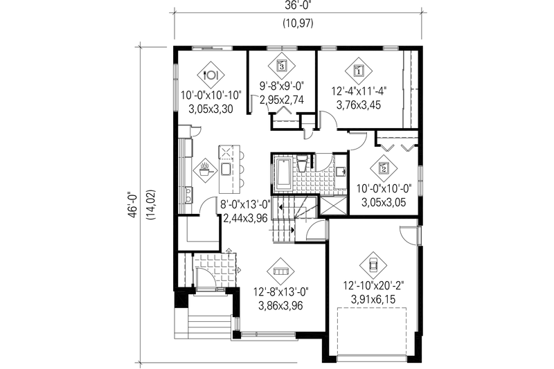 Dream House Plan - Floor Plan - Main Floor for Contemporary House Plan #25-4546 - 3 bed, 1 bath