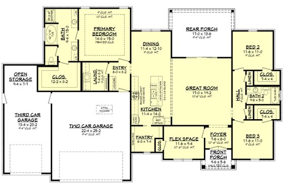 Floor Plan - Main Floor for Farmhouse House Plan #430-240 - 3 bed, 2 bath