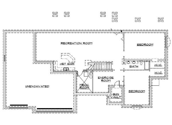 Architectural House Design - Traditional Floor Plan - Lower Floor Plan #5-253