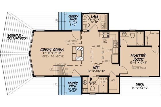 Floor Plan - Main Floor for Contemporary House Plan #923-6 - 2 bed, 2 bath