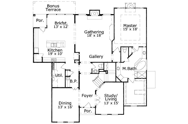 Traditional Floor Plan - Main Floor Plan #411-107