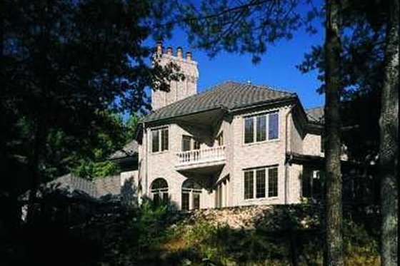 Exterior - Rear Elevation for European House Plan #72-197 - 5 bed, 7 bath