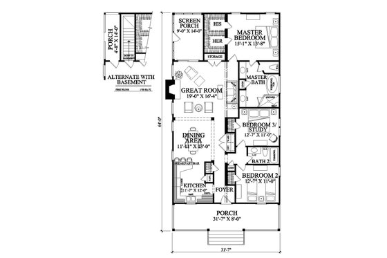Floor Plan - Other Floor for Southern House Plan #137-271 - 3 bed, 2 bath