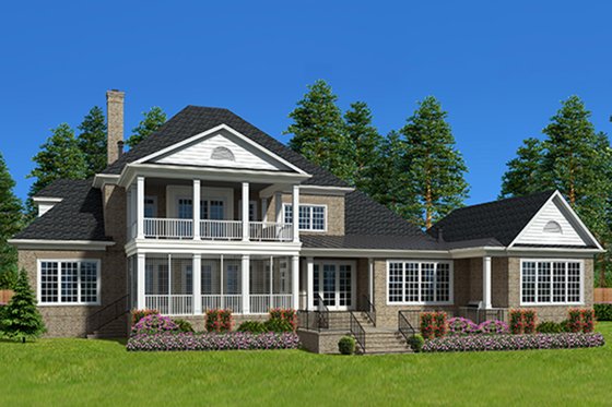 Exterior - Rear Elevation for Traditional House Plan #1054-22 - 6 bed, 6.5 bath