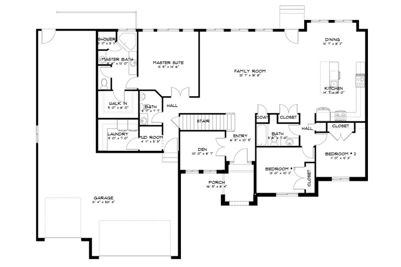 Architectural House Design - Floor Plan - Main Floor for Traditional House Plan #1060-143 - 3 bed, 2.5 bath