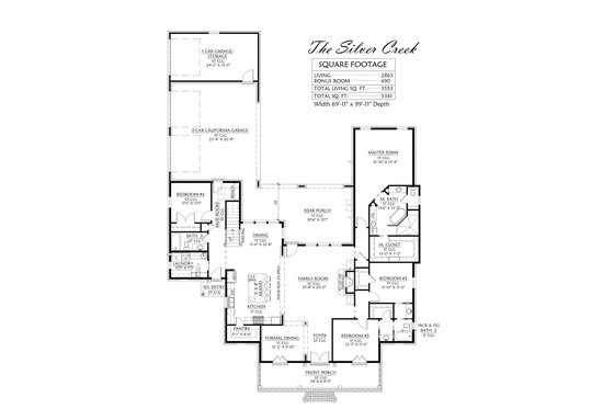 Floor Plan - Main Floor for Southern House Plan #1074-34 - 4 bed, 4 bath